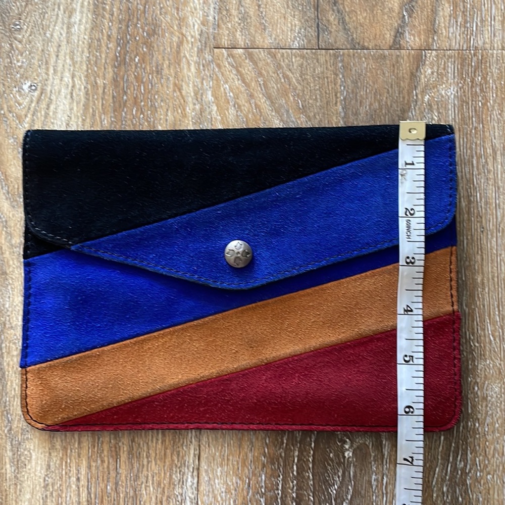 Patricia Nash Suede Patchwork Stripe Flap Clutch - Picture 10 of 11